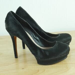 BCBG Size 10 Heels Pony Hair Fur Black Cosplay Hoof Platform Stiletto Baddie Y2K